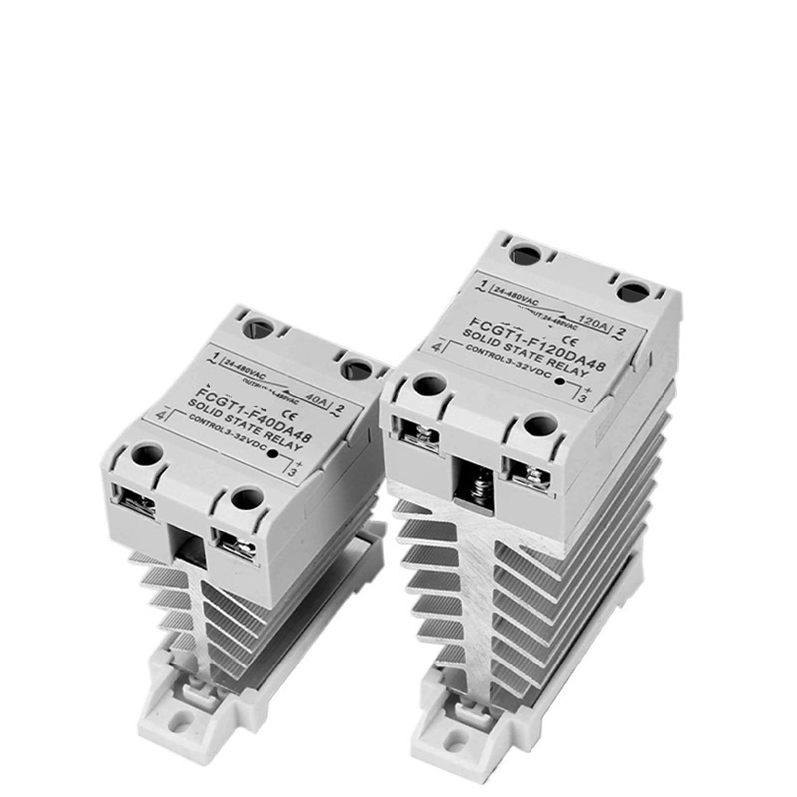 Relè statico SSR sottile monofase 10A 25A 40A 60A 80A 100A con dissipatore di calore Relè industriale Montaggio su guida DIN 1 pezzi (AC control AC,120A)