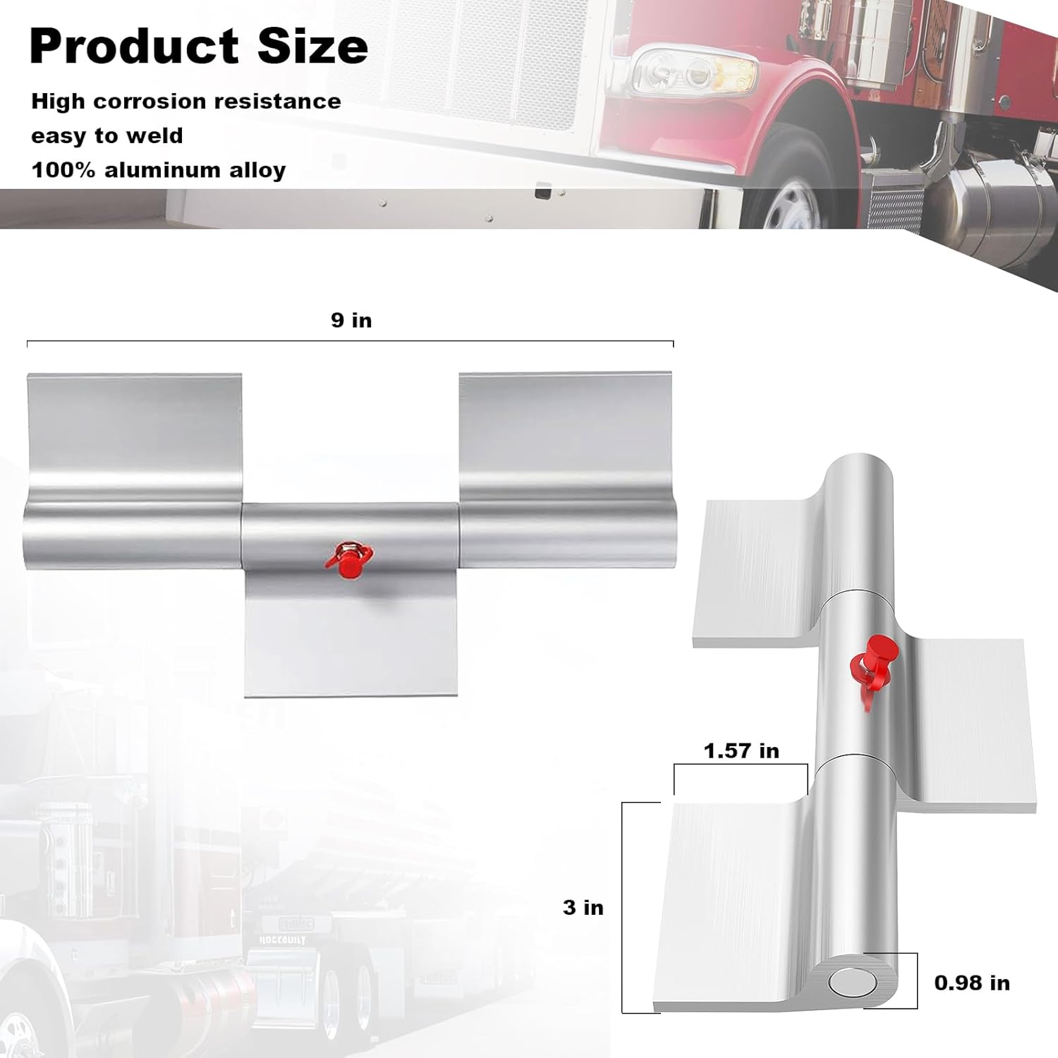 4 Pack 9 Inch Greaseable Weld On Door Hinges for Trailer Ramp Gate, Heavy Duty Aluminum Hinges with Grease Fitting, Truck Utility Trailer Gate Replacement Parts
