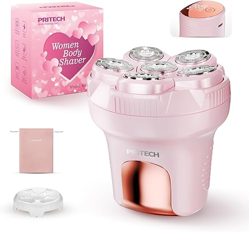 PRITECH Maquinillas de afeitar eléctricas para piernas de mujer, afeitadora corporal fácil de limpiar, recortadora de bikini impermeable en húmedo y