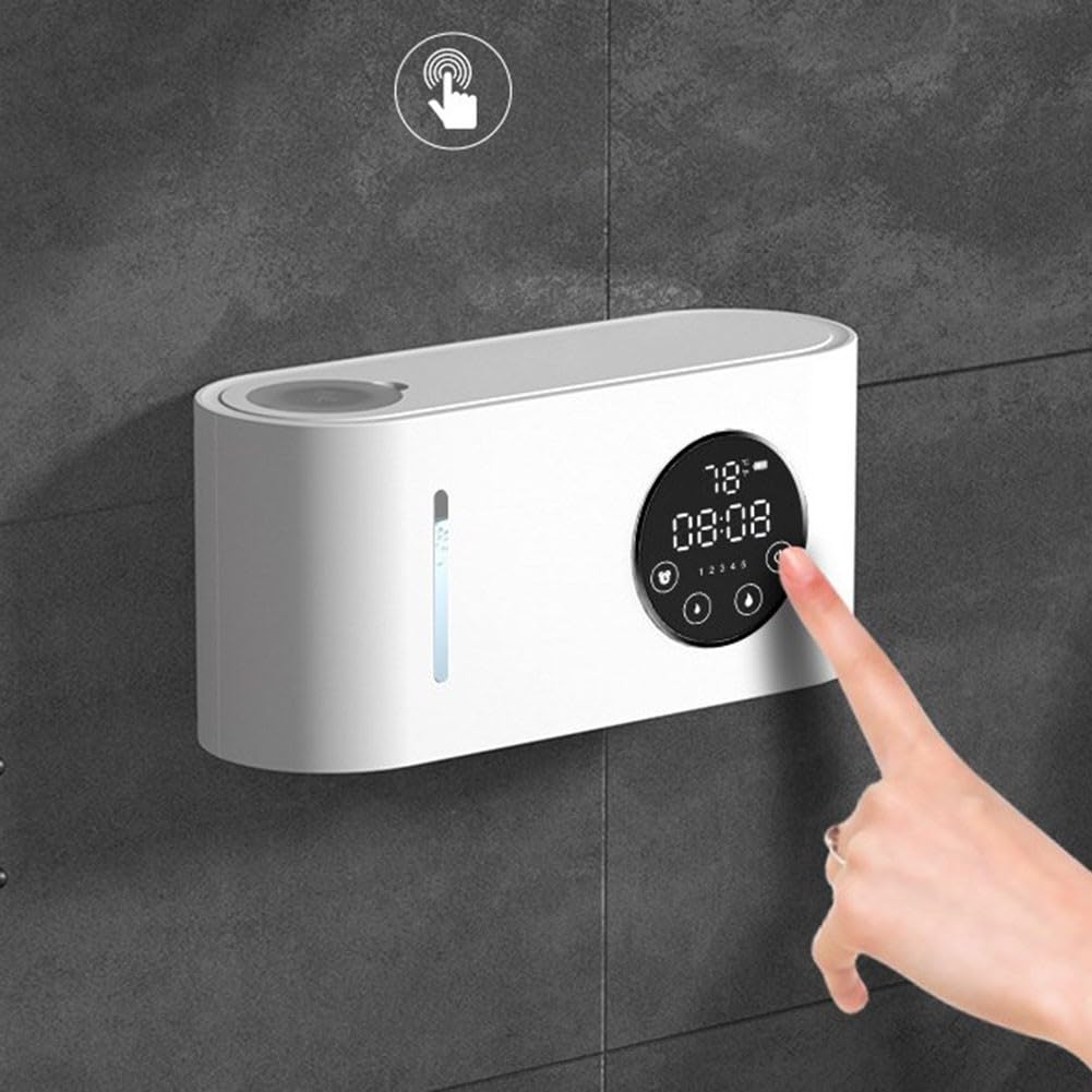 Dispenser di sapone intelligente touchless, montaggio a parete, con display digitale, monitor della temperatura, uscita in schiuma regolabile, ricaricabile tramite USB, capacità 500 ml, per bagno e