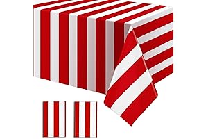 Striped Delightful Dr. Seuss Tablecloth: 2-Pack of Red and White Magic!