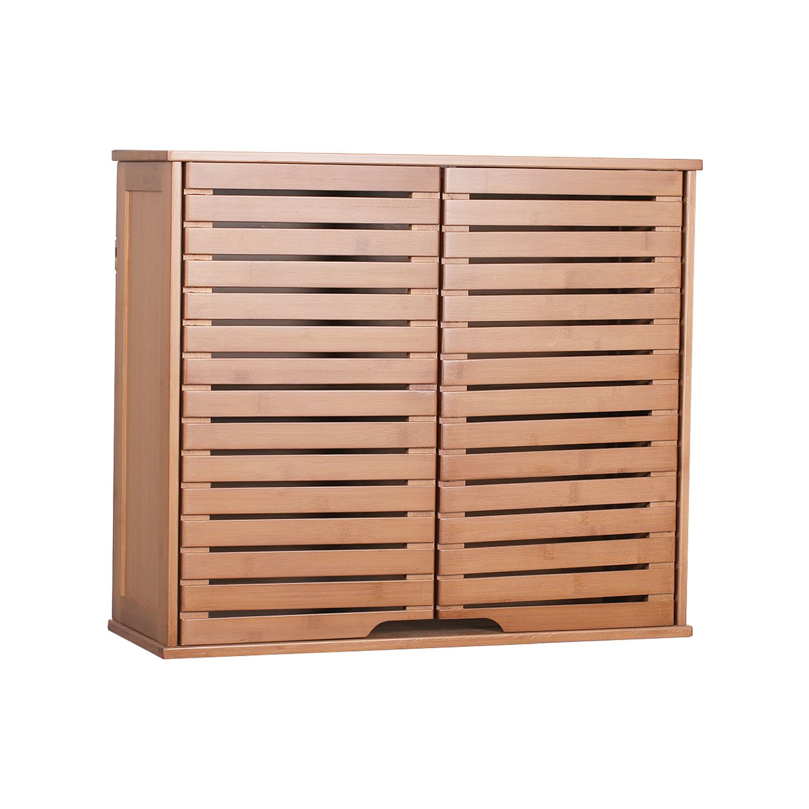 HOMBOUR Bathroom Wall Mounted Cabinet Above The Toilet, 2-Tier Bamboo Medicine Cabinet with Door and Shelves, Space-Saving Storage for Bathroom, Kitchen, Living Room