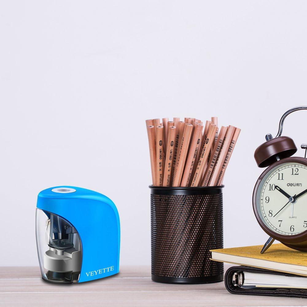 Electric Pencil Sharpener, VEYETTE Small light Pencil Sharpener with USB Cable Perfect for Kids, Teachers and Artists, Blue