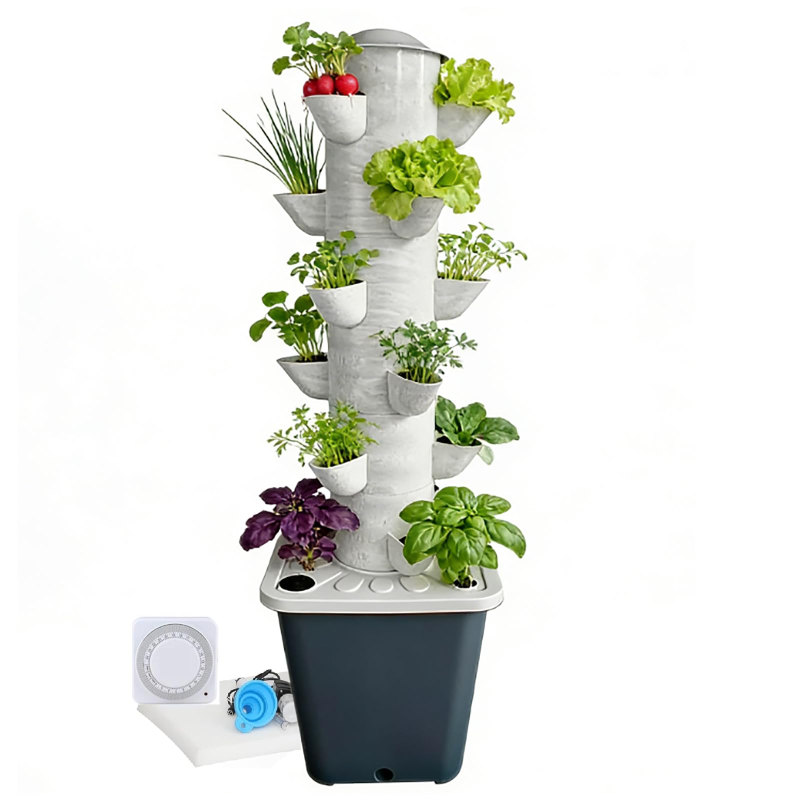 Tour Hydroponique Sans Terre Ni Bruit : Kit 6 Couches 30 Trous et Réservoir Intelligent 10L