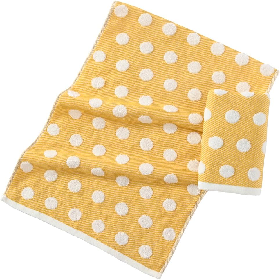 sense gnosis Yellow Jacquard Striped Polka Dot Hand Towels Set of 2 Super Soft 100% Cotton Absorbent White Terry Bath Hand Towels for Bathroom Decorative Gym Camping, 13 x 29 inch - Image 8