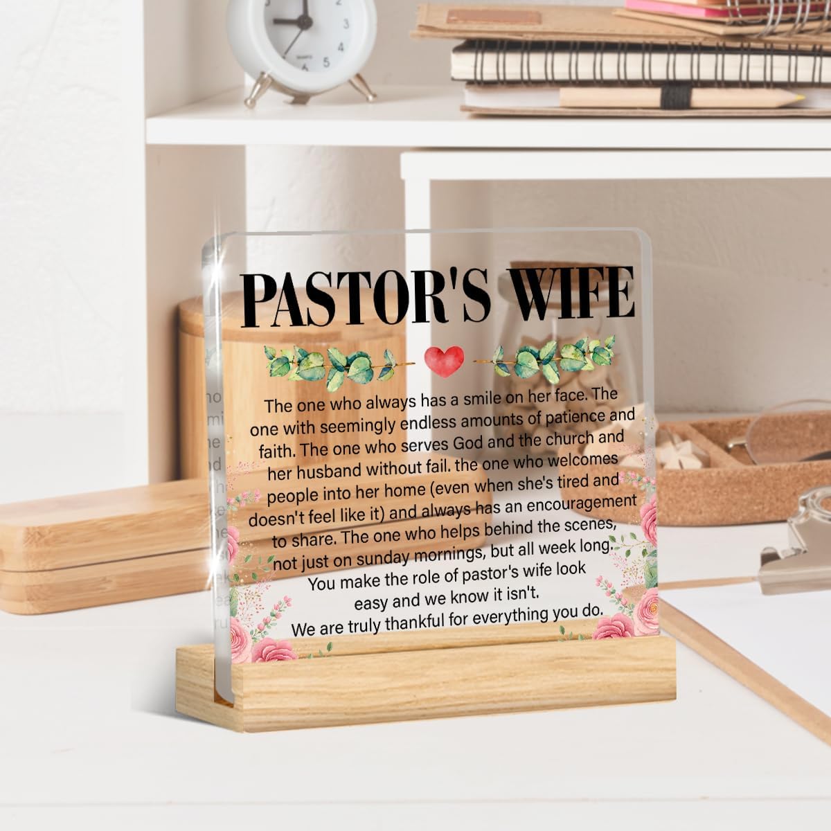 Pastor Wife Appreciation Gifts, Thank You Gifts for Pastors Wife Acrylic Desk Plaque Sign Decor - Image 3