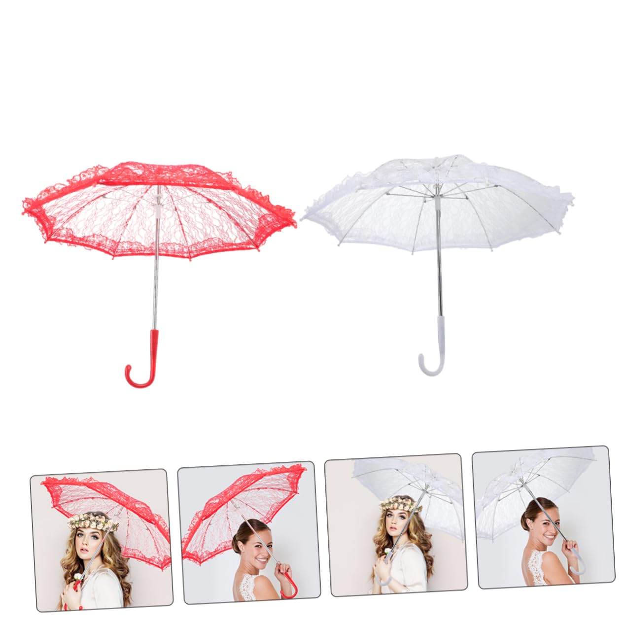 COLLBATH 2stücke Dekorative Kleine Spitzen-sonnenschirme Fotorequisiten Schirme für Teepartys Hochzeitsschirme Brautschirme
