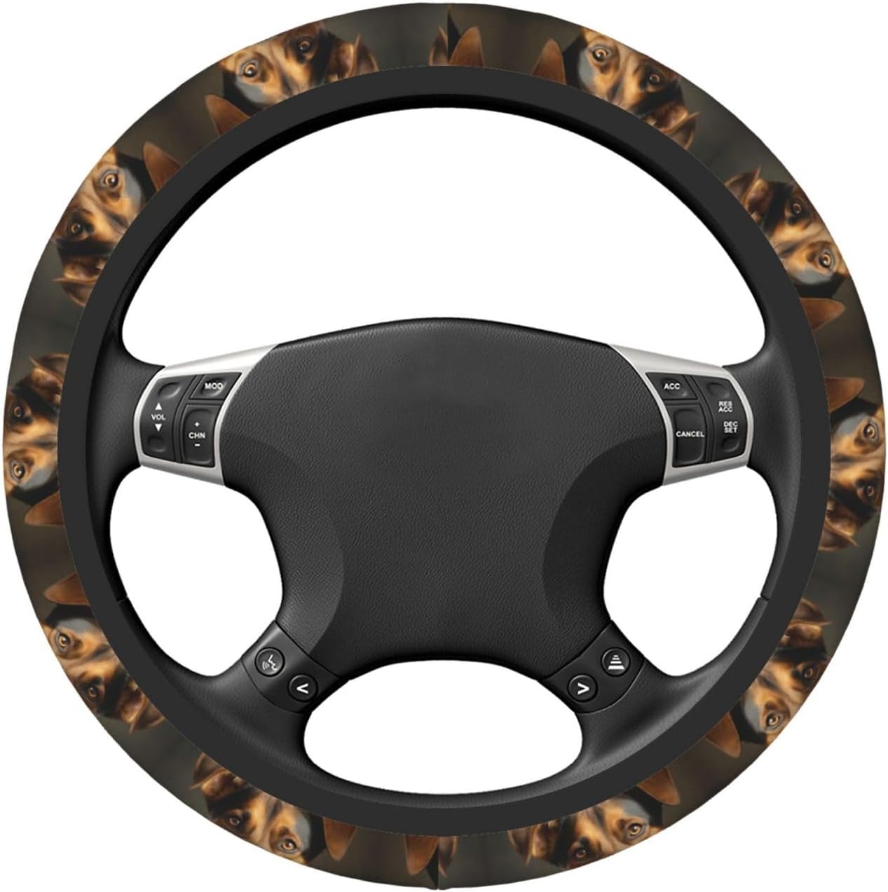 Car Elastic Steering Wheel Cover Universal 15 Inch Vehicle Stretch Steering Wheel Cover Protector Dog Looking at Camera Auto Protective Cover Novelty Car Interior Accessories for Men Women image 5