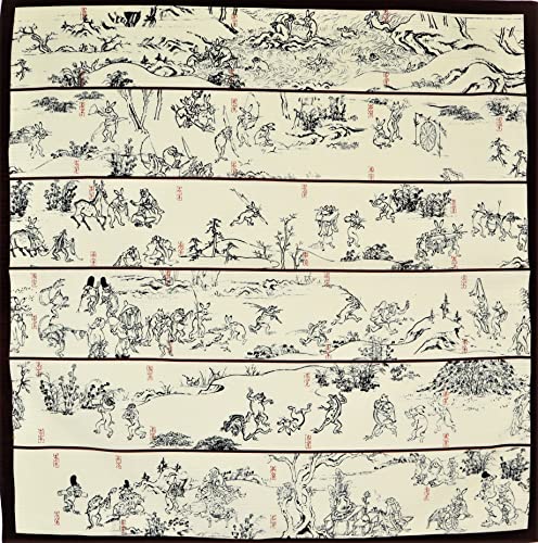 丸全 風呂敷 綿風呂敷 鳥獣戯画甲巻 エンジ 約50×50cm