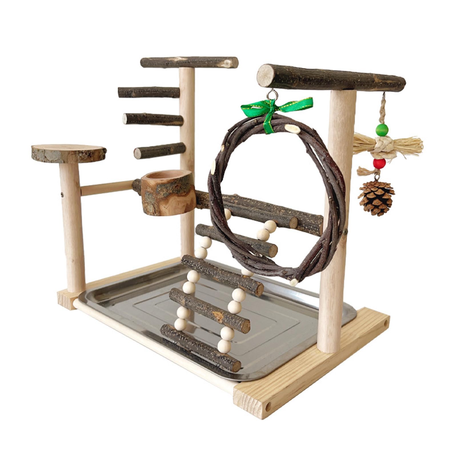 Perchoir de dressage pour oiseaux avec mangeoires pour perroquets de petite et grande taille