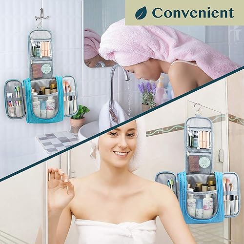 Miniatura 8 de PAVILIA - Neceser colgante de viaje para mujer y hombre  Kit organizador de artículos de tocador para maquillaje y cosméticos  Kit de higiene para