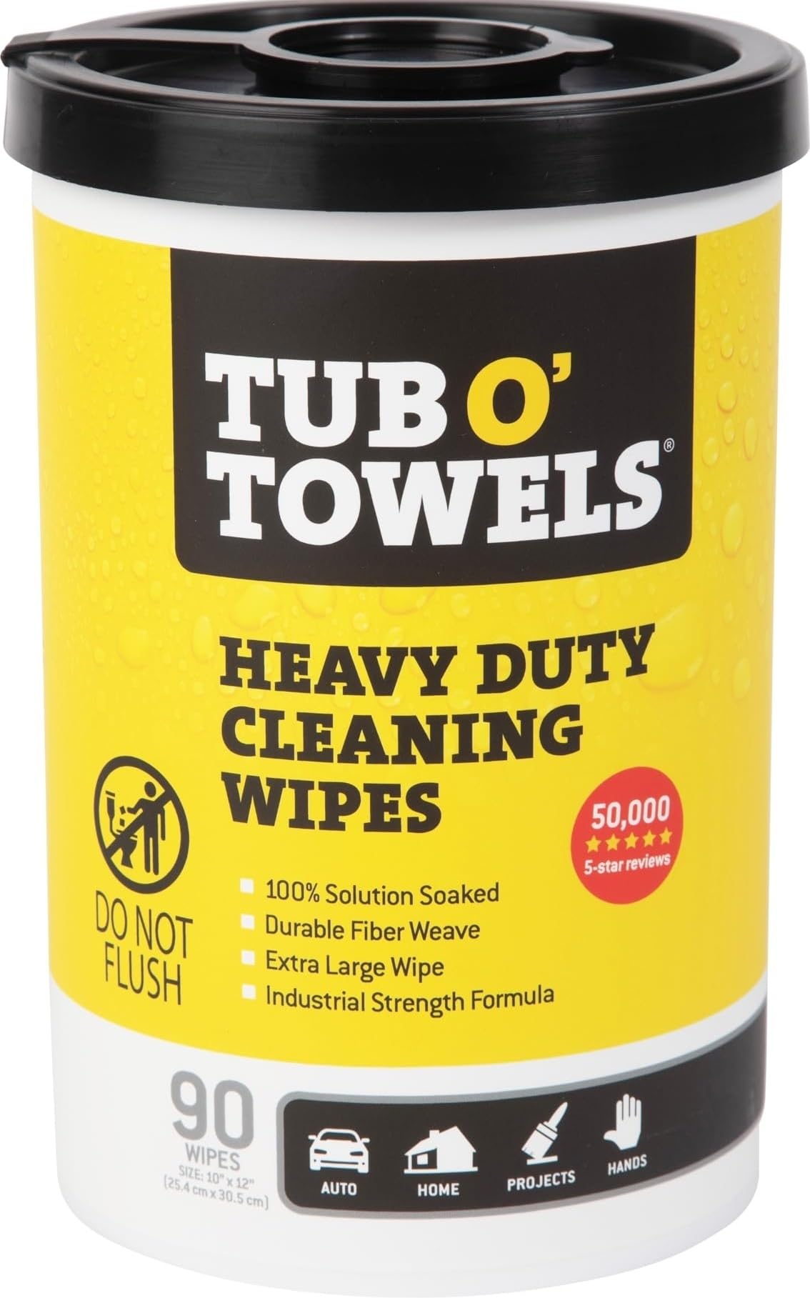 Tub O' Towels Heavy-Duty Multi-Surface Cleaning Wipes, 90-Count