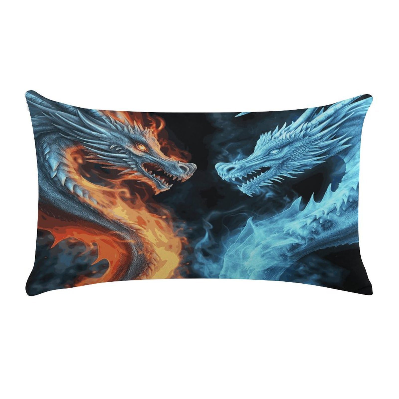 VstaDank Ice and Fire Dragons Pillow Cover Pillowcase for All Seasons Short Plush Body Pillow Case Soft Cozy Fuzzy Lumbar Long Pillow Cover for Bed Sofa Bench 20 X 12 Inches
