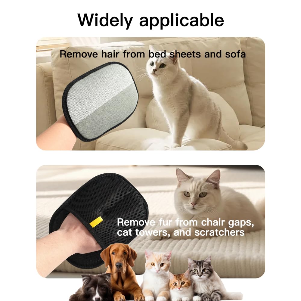 POWOMAO 2PCS Pets Hair Removal Gloves, Electrostatic Pet Hair Remover Glove, Washable Double-Sided Dog Grooming Gloves - Image 4