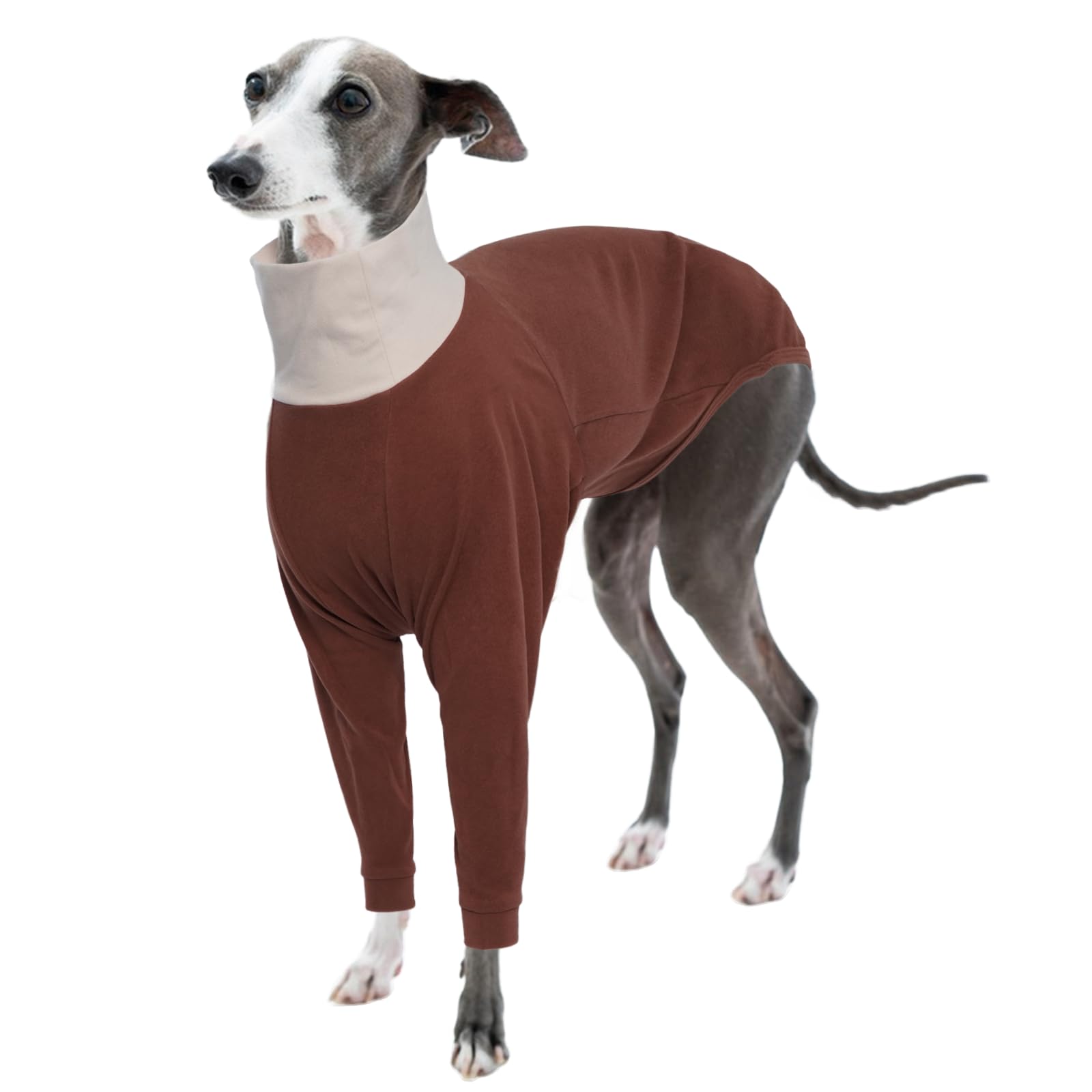 Jersey de forro polar para perros de galgo, suéter mediano para Whippets, pijama de galgo, camisa de lurcher, pijama de forro polar para perros (marrón, M)