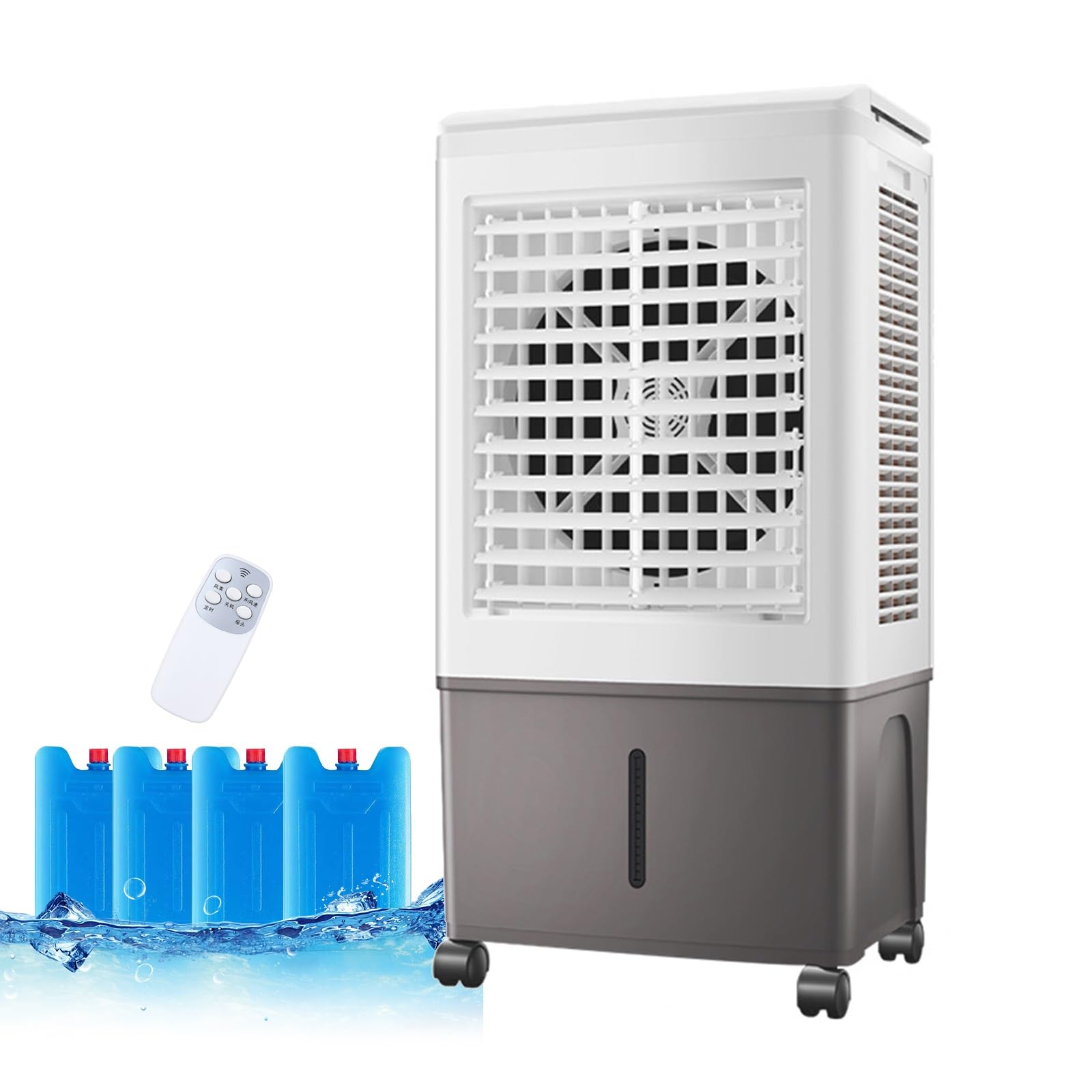 AYCDL Evaporative Air Cooler with Remote Control, Large Water Tank, 3 Speeds, 7.5H Timer for Home Cooling and Humidifying,80W