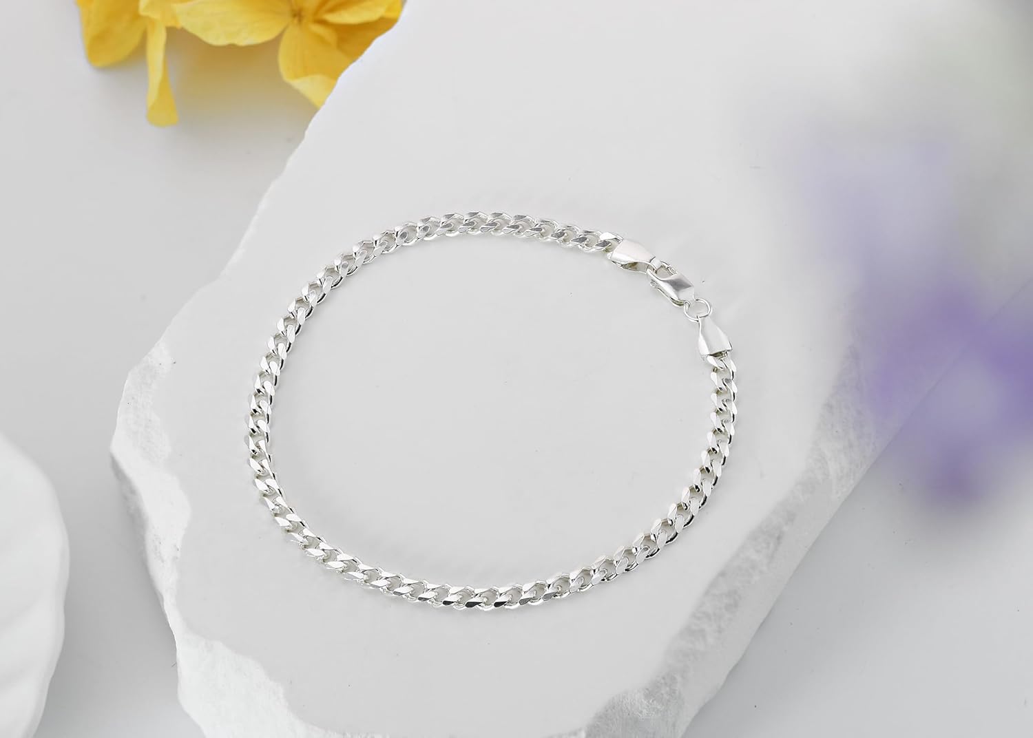 AeraVida Sterling Silver Cuban Curb Chain Bracelet – 7" Unisex .925 Polished Link Jewelry with Lobster Claw Clasp | Classic Lightweight Silver Chain for Daily Wear | 3mm Curb Link Bracelet - Image 5