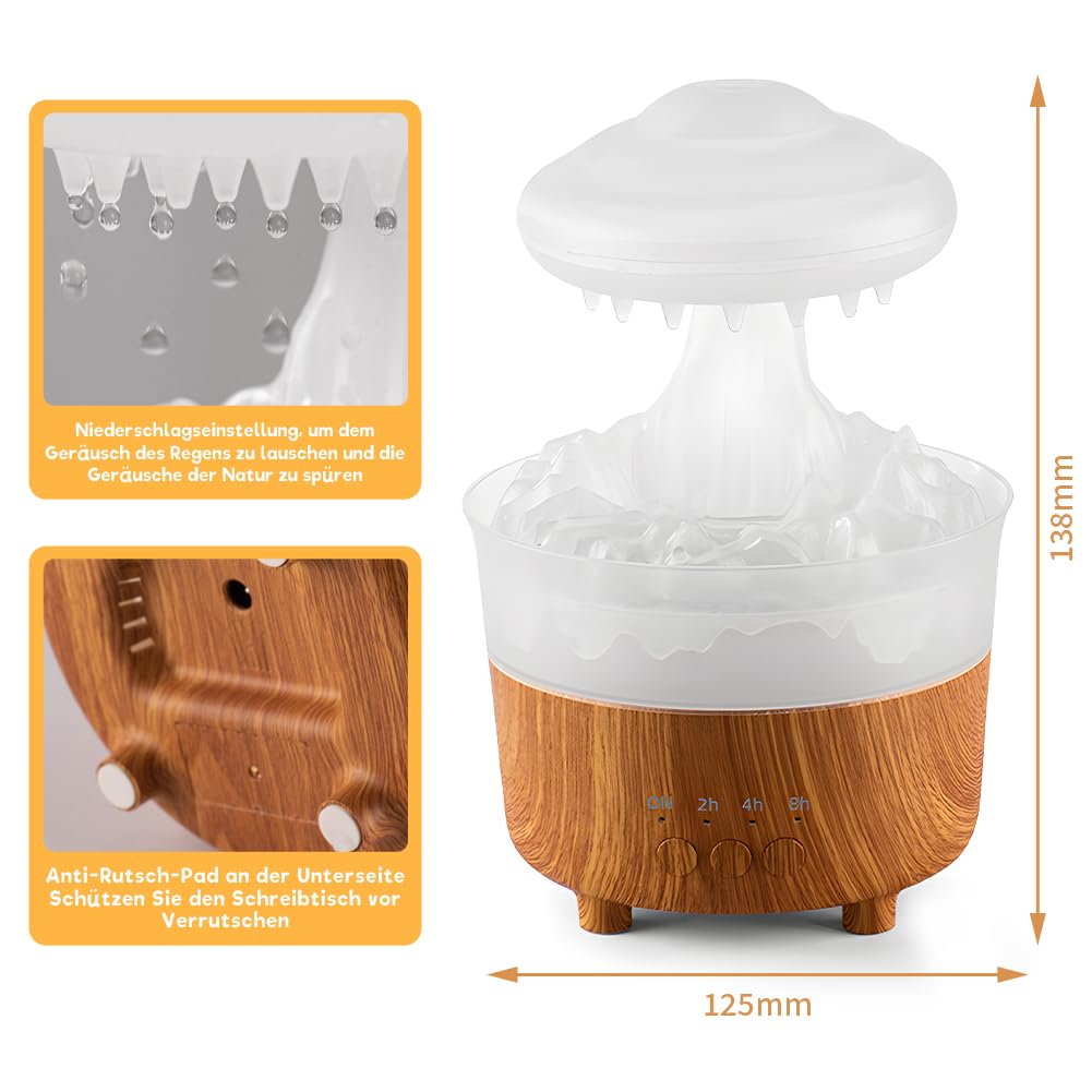 Aromadiffuser voor etherische oliën, 300 ml, luchtbevochtiger met 7 kleuren nachtlampje, automatische uitschakeling met timerfunctie