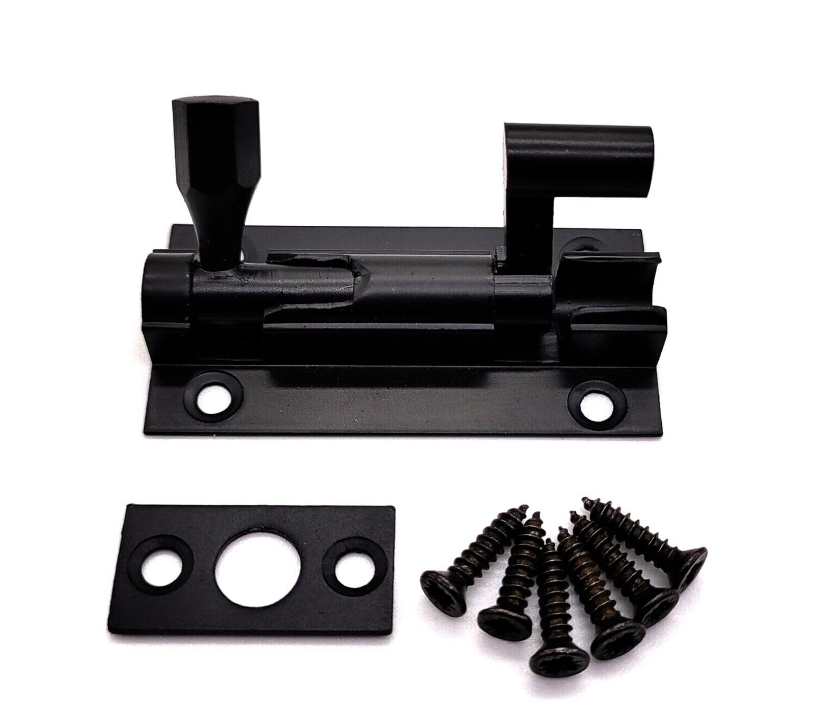 Door Bolts Polished Black Barrel Side Lock 50mm Naked Door Latch with ...