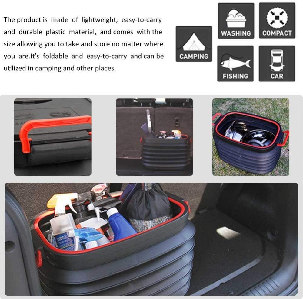 Grande Secchio Pieghevole, Secchio di Immagazzinaggio Retrattile da 37 Litri con Coperchi Tronco di Automobile Portatile Pattumiera Organizzatore per Uso Domestico