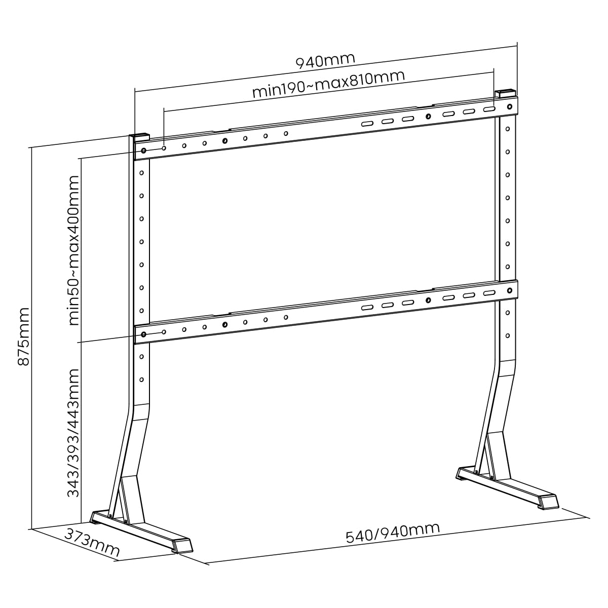 LogiLink BP0200 - Supporto per TV/monitor per 45-90", altezza regolabile, portata max. 60 kg