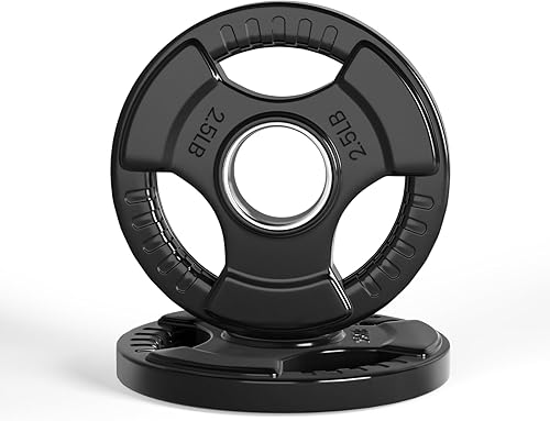 LIONSCOOL 2-Inch Rubber Coated Olympic Grip Plate in Pairs or Single for Strength Training, Weightlifting and Bodybuilding, Solid Cast Iron Weight