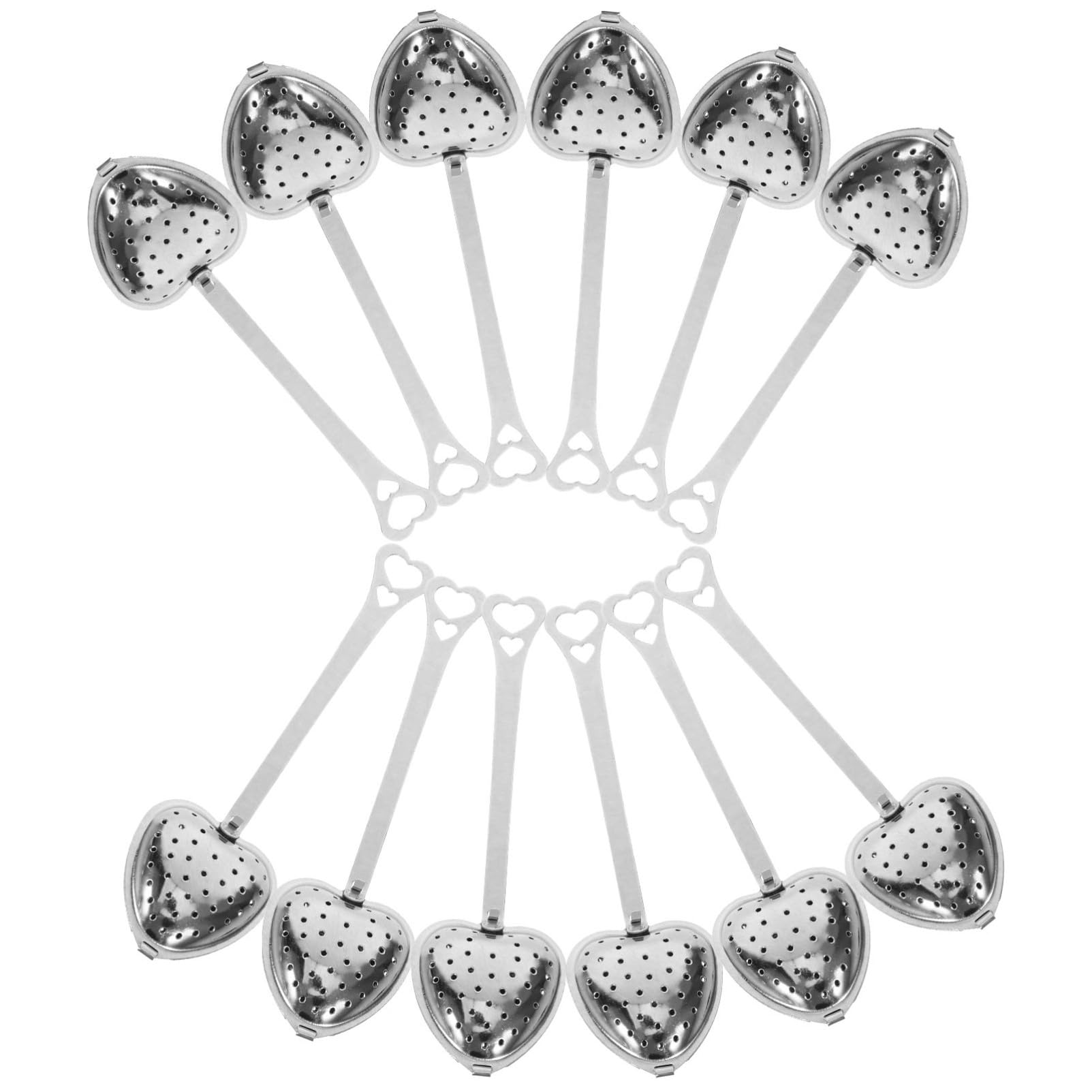 PRETYZOOM 12pcs Stainless -shaped Tea Infuser Handle Fine Mesh Tea Strainer for Portable and Easy to Clean