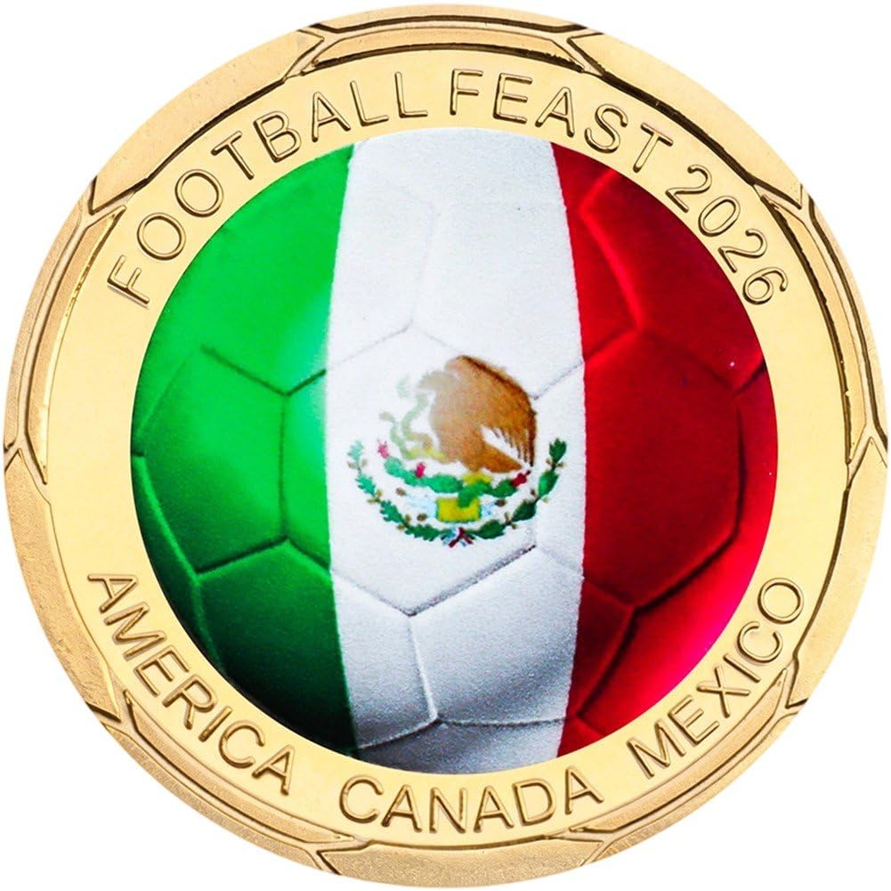 Sslvya Mexico Football Commemorative Coin Football Feast 2026 Challenge Coin Souvenir Gifts for Football Fans Collectors