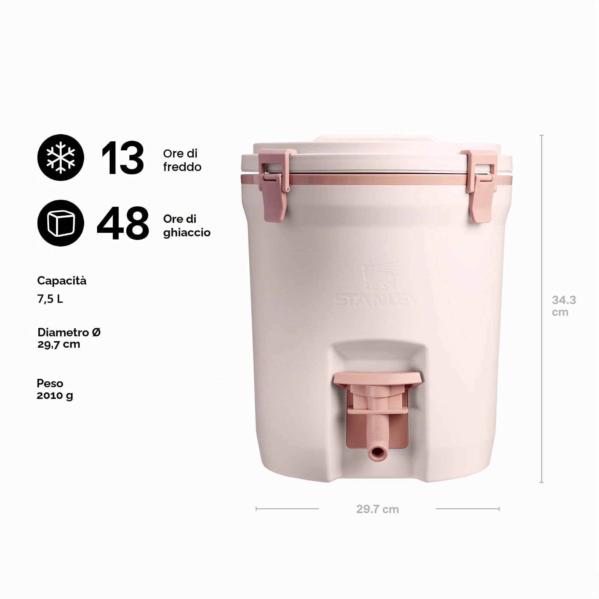 Stanley 1913 Fast-Flow Borraccia Termica 7.5L - Rose Quartz | Mantiene Freddo per 13 Ore - Ghiacciato per 2 giorni - Senza BPA - A Prova di Perdite - Doppia parete isolata in schiuma