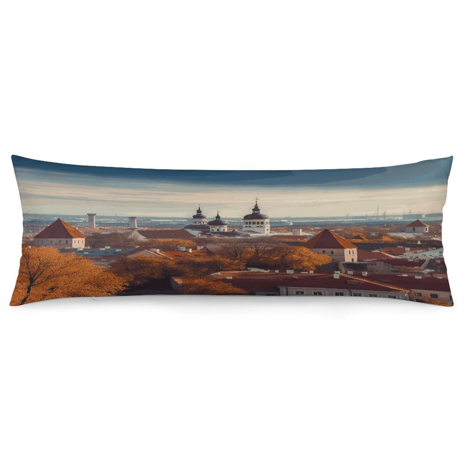 Tallinn Estonia Cityscape Body Pillow Cover Soft Full Long Pillow Cover Decorative Large Pillow Case Cozy Body Pillow Pillowcase Pillow Shams for Bed Sofa Couch Room Decor 18.9 X 53 Inch