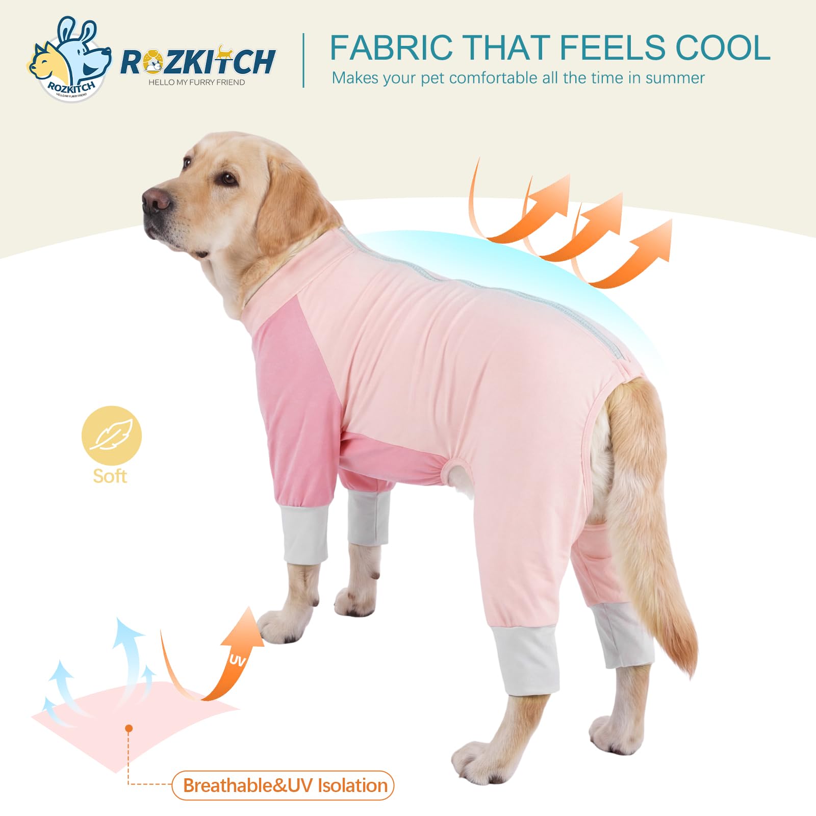 ROZKITCH Chemise rashguard pour chien, gilet de protection UV de qualité supérieure pour chiens, coupe ajustée, chemise d'été rafraîchissante pour chiens actifs, confort tout au long de la journée