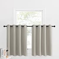 Vista 234 de NICETOWN - Cortinas opacas graduadas para ventanas pequeñas del baño, cortinas de privacidad de 30 pulgadas de largo para mini lavandería y cocina