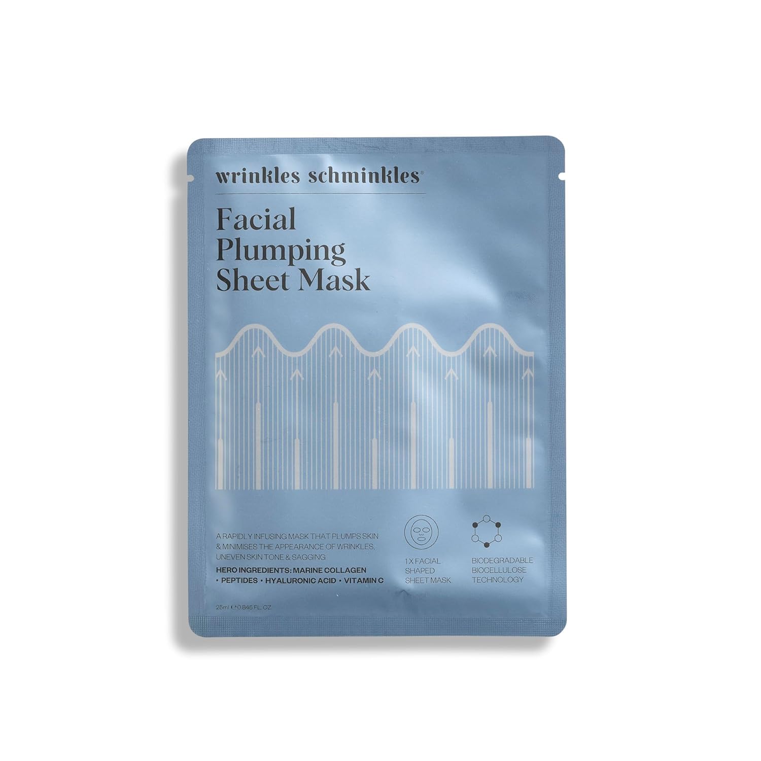 Wrinkles Schminkles Facial Plumping Sheet Masks with Collagen, Peptides, Vitamin B3 & Hyaluronic Acid, 5 Sheet Masks