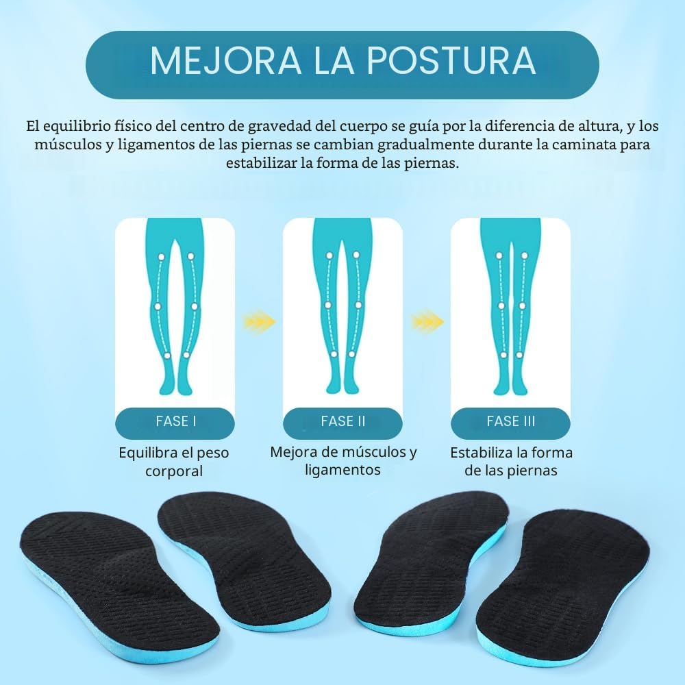 Plantillas correctoras de supinación para fascitis plantar pies planos piernas O/X