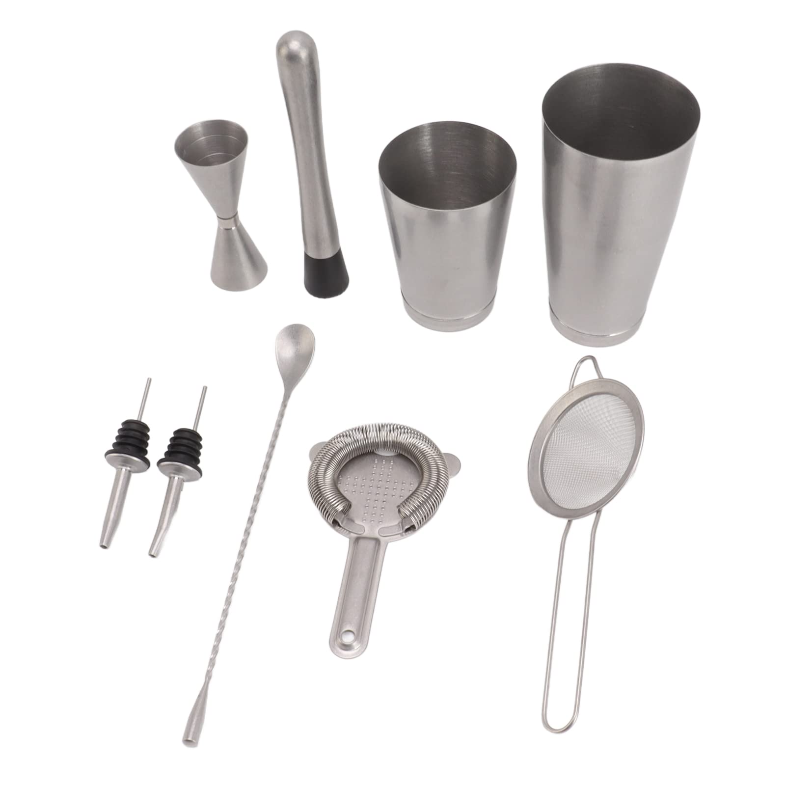 Bartender Kit Boston Shaker, Set per Bar in Acciaio Inossidabile con Shaker, Muddler e Cucchiaio per Miscelazione, per Cocktail e Bevande Miste (Style C)