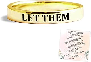 LIU JUN Let Them Ring, Stainless Steel Engraving Stackable Ring for Women, Personality Encouragement Gift To Sorority Sisters Best Friends, Inspirational Motivational Friendship Gift Jewelry