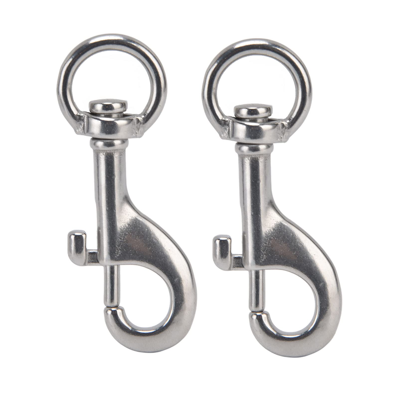 2Pcs 316 Stainless Steel Rotating Snap Hooks, Marine Grade Diving Clips, 87mm Length for Industrial Hardware Leather Craft Keychains and Bag Straps