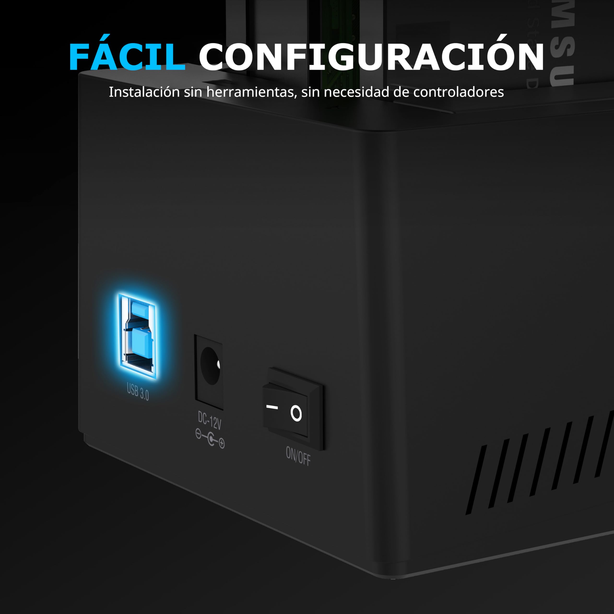SABRENT Estación de Acoplamiento de Doble Bahia para SATA SDD/HDD de 2,5/3,5" | USB 3.0 | Clonacion Offline | Velocidades de 5Gbps [EC-HD2B]