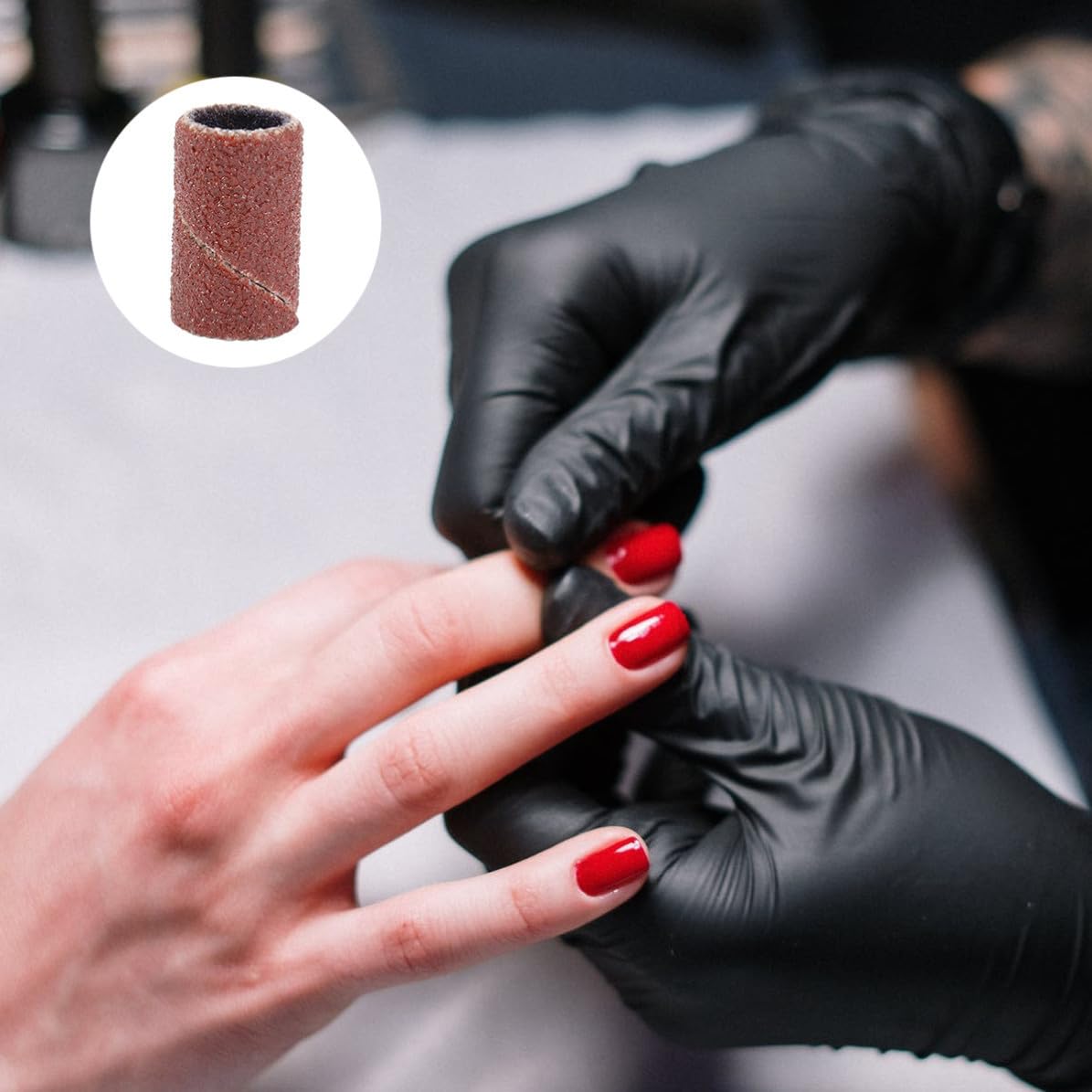 100pcs Sanding Bands 180 Grit Abrasive Sleeves for Nail Drill