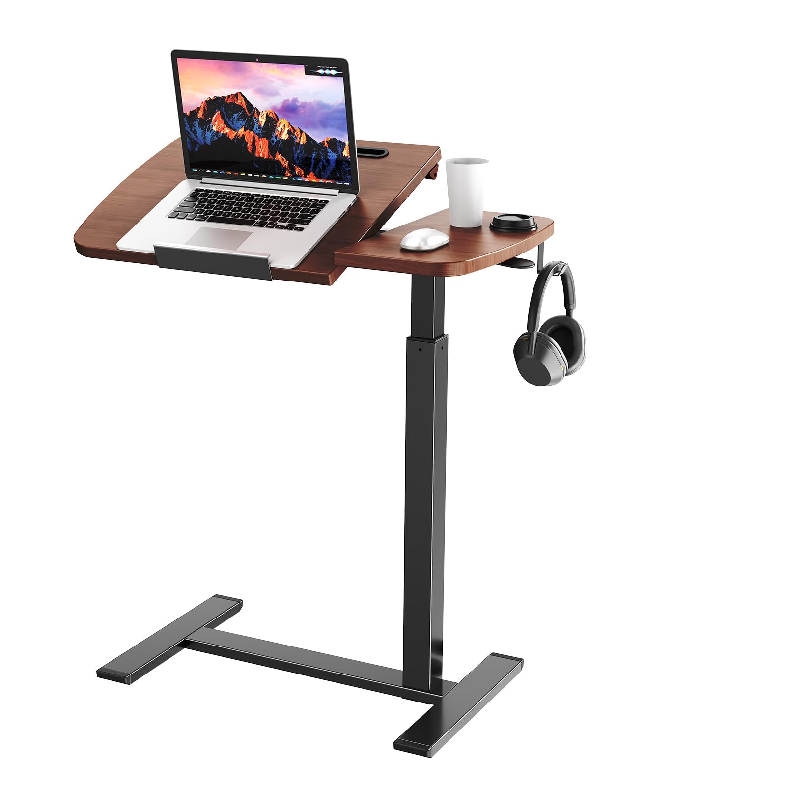 Stolik pomocniczy w kształcie litery C, z regulacją wysokości na kółkach, stolik pod komputer, stolik pielęgnacyjny do łóżka, mały stolik pod laptopa z haczykami, mobilne biurko do łóżka, sofy
