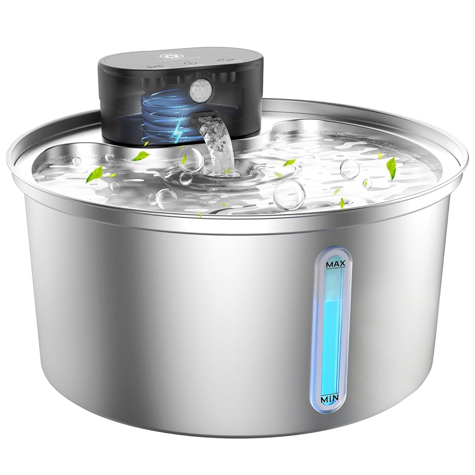 Wireless 3.2L/108oz Stainless Steel Cat & Dog Water Fountain – Cordless Pet Dispenser with Ultra-Quiet Pump, Motion Sensor, Easy-to-Clean Hygienic Design, Encourages Hydration, Multi-Pet Homes