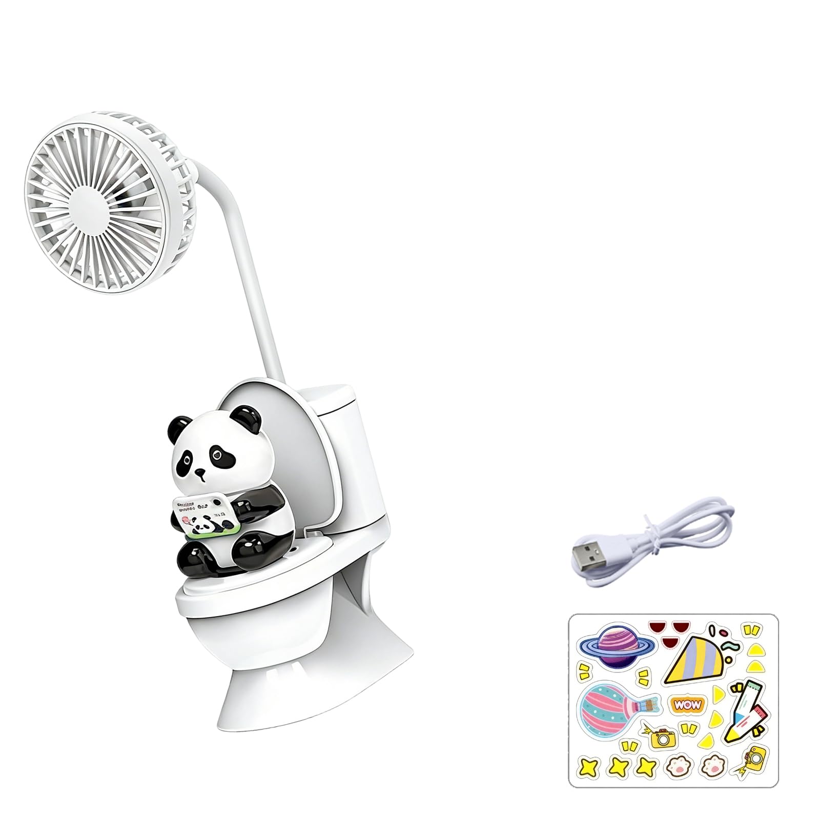 Elnwnnkc Toilet Shape Desktop Fan USB Rechargeable Desk with Quiet Motor for Indoor Outdoor Use Cooling Tool Low Noise Bedroom