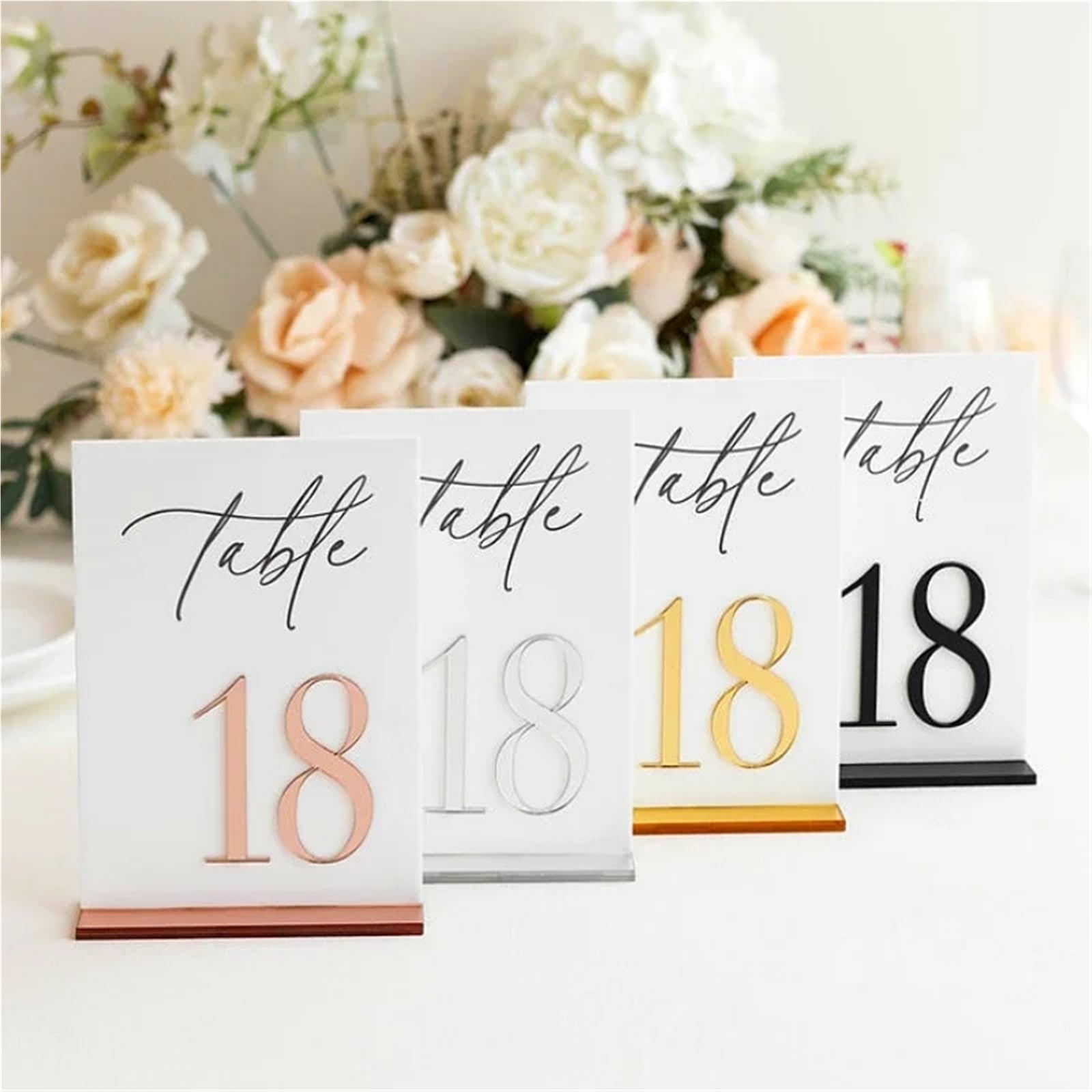 Tischnummer Halter White Acrylic Table Numbers Wedding Decor Signage Gold Tabletop Party Tischkartenhalter(Gold on frosted,No.1-20)