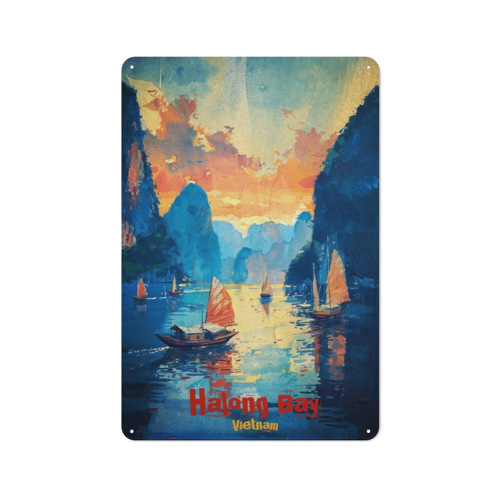 Junmoney Halong Bay Art Vintage Tin Sign 30X20cm With For Dining Room Or Kitchen, For Vintage Wall Decor Fans, For Metal Sign Collectors