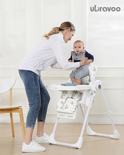 Miniatura 6 de ACE1023-GS - Trona para bebés de 6 meses con reino de fantasía, plegable, reclinable, bandeja doble, silla alta de alimentación fácil de limpiar