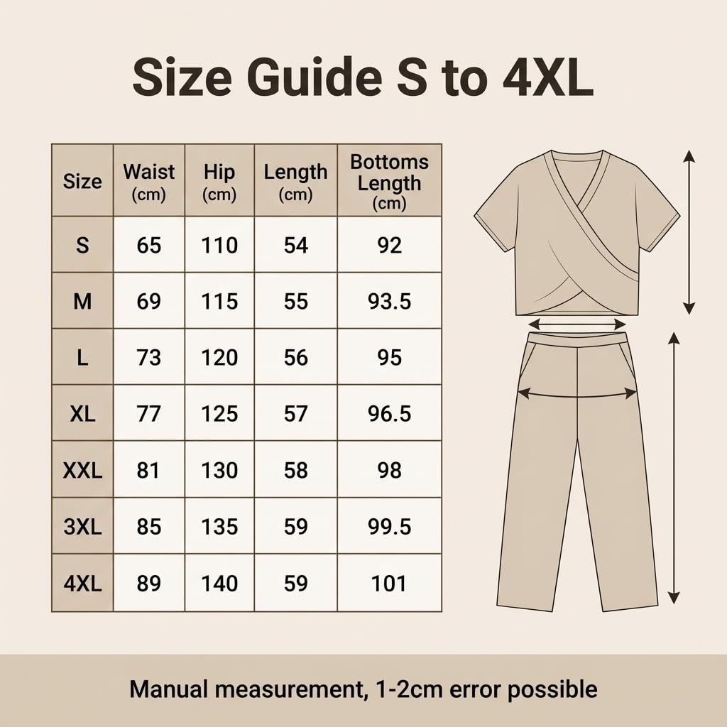 Generisch Survêtement élégant pour femme - En lin - Deux pièces - Pantalon et haut à manches courtes - Col en V - Couleur unie