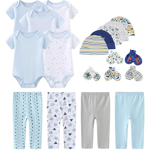 Kiddiezoom Unisex Baby Layette Essentials Giftset Clothing Set 19-Piece For Newborn Baby