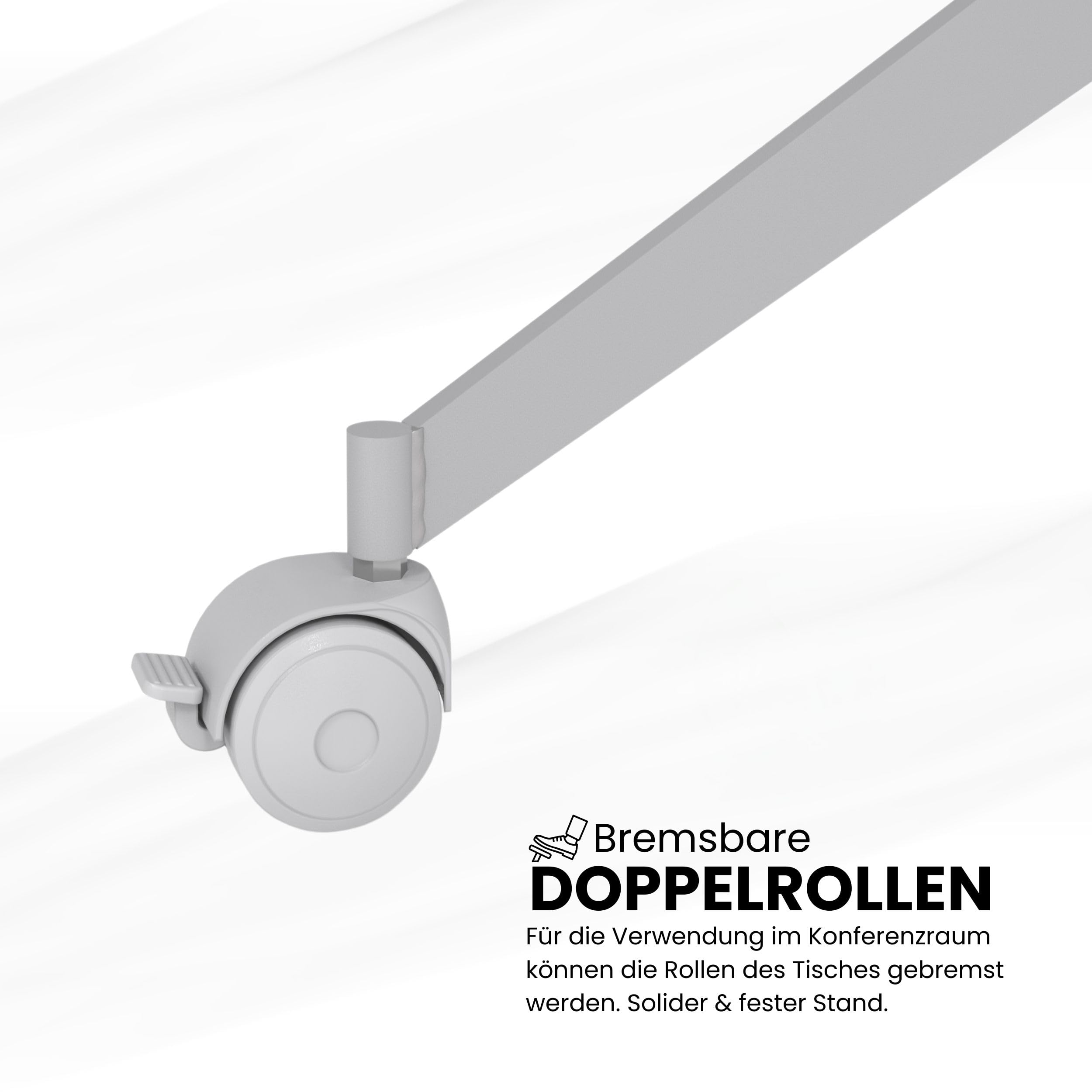 bümö Klapptisch Buche 160 x 80 cm klappbar & fahrbar, klappbarer Schreibtisch auf Rollen, Klappschreibtisch, Tisch klappbar, Klappbarer Tisch, Klapptisch Holz-Platte, Gestell stabil aus Metall