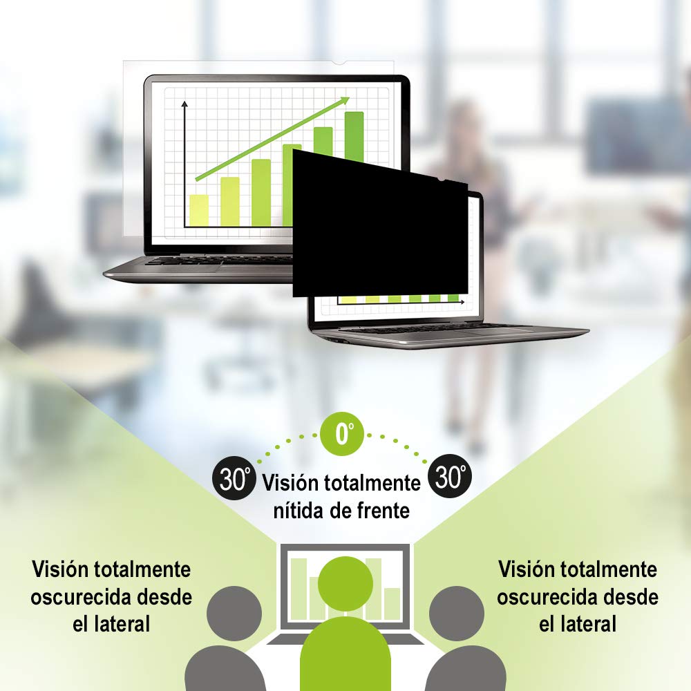 Filtro de privacidad PrivaScreen Fellowes para portátil y monitor con pantalla de 14.1" pulgadas 4:3 (Estándar) - Fácil de colocar y retirar con pestañas adhesivas