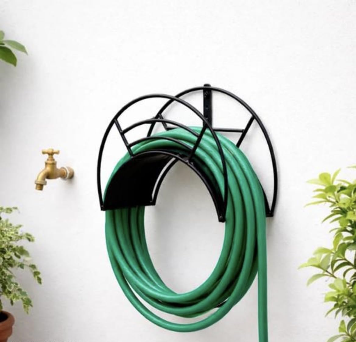 Wall Mount Garden Hose Hanger, Metal, 30x22.8x16.5 cm, Black | Heavy-Duty Steel, Space Saving, Tangle-Free Storage, Easy Installation, Outdoor Use-picture-17
